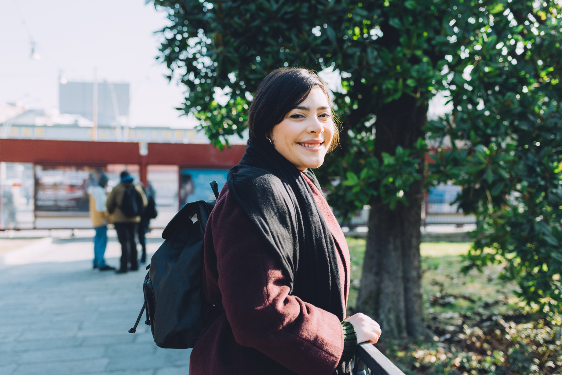 Young beautiful caucasian curvy woman outdoor in the city